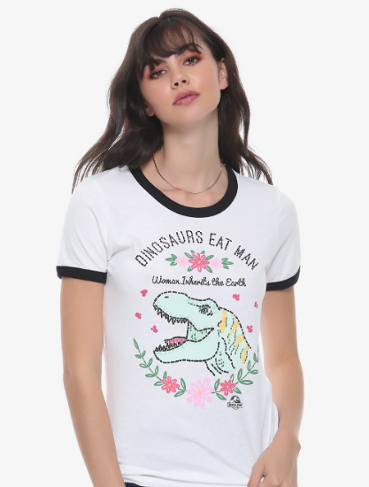 dinosaur eats man woman inherits the earth shirt